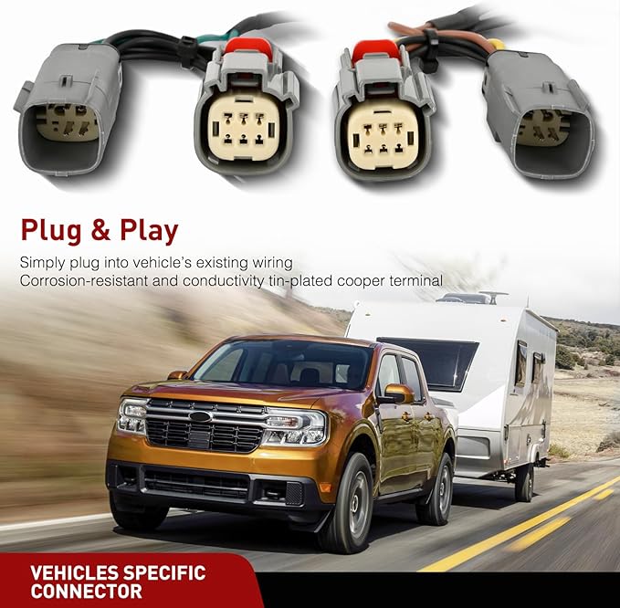 Nilight 4 Pin Trailer Wiring Harness Kit 56477 Vehicle Standard 4 Way Connector Custom for 2022 2023 2024 2025 Ford Maverick Simple Fit Tow Hitch Harness