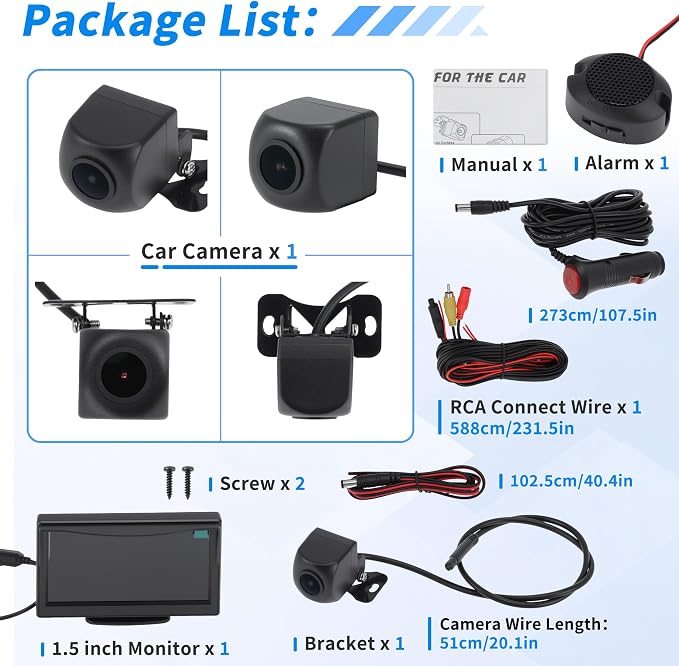 AHD 1080P Backup Camera with 5 Inch Monitor Rear View Reverse Camera with Bracket 170° Wide Angle Night Vision IP69 Waterproof for Car Truck SUV