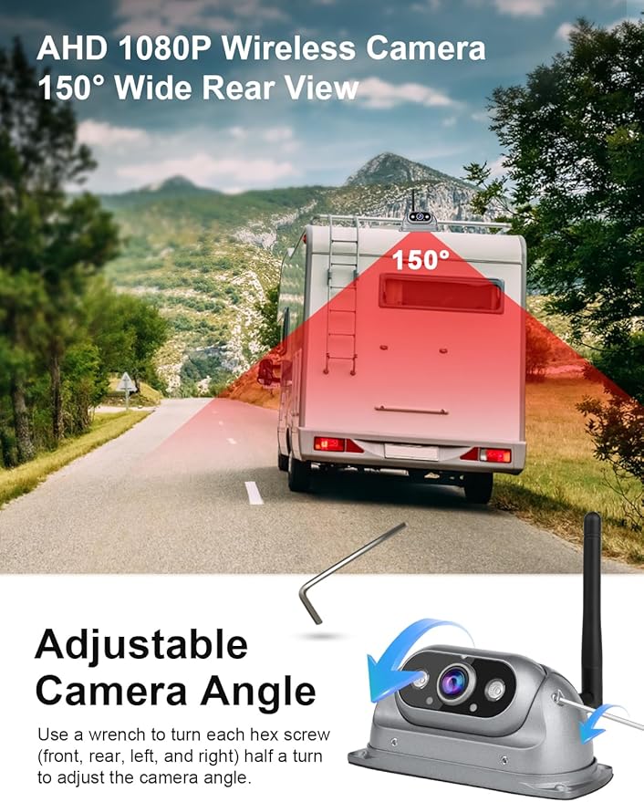 RV Wireless Backup Camera Easy Install: Plug & Play for Furrion Pre-Wired RVs-6.86'' 1080P IPS HD Touch Screen No Delay,IP69K Waterproof Night Vision Back Up Camera for Trailer,Camper,5th Wheel,Truck