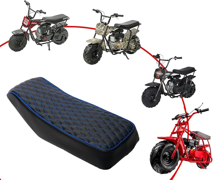 JMCHstore Blue Diamond Stitch Retro Mini bike Seat for Monster Mega Moto MMB80 80cc FRP GMB100 98cc, For Coleman RB100 RT100 Mini Bike Cushion Replacement parts