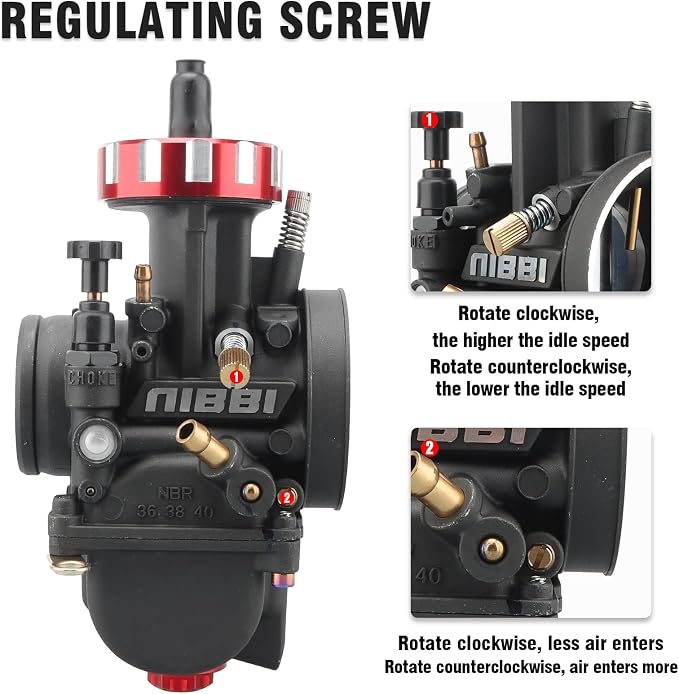 NIBBI Carburetor PWK 36mm Motorcycle, 400cc-450cc Power Carb With Carb Jets, Fit GY6 Engine Dirt Bike Mini Bike SSR TTR Apollo HAWK250 TaoTao ATV