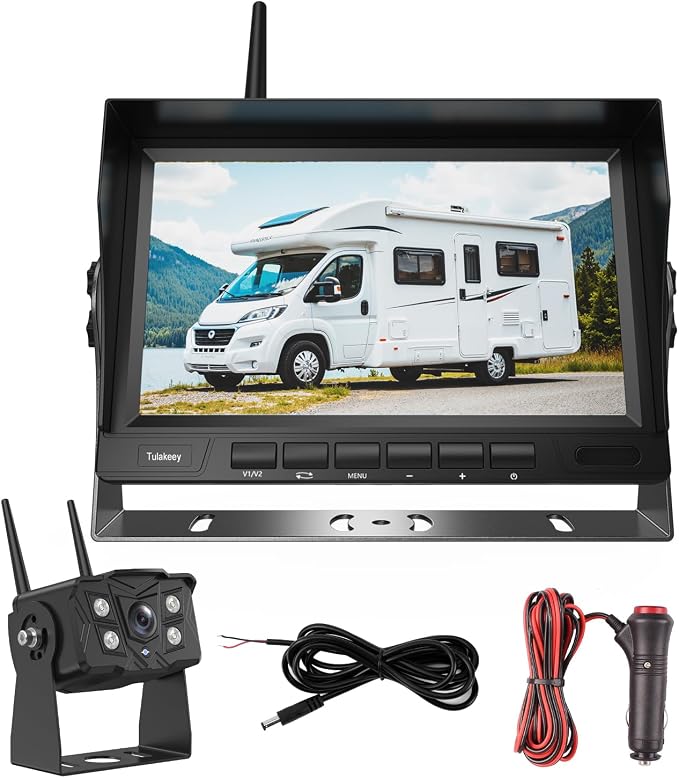 Wireless RV Backup Camera with 7" Monitor – 1080P Night Vision, SD Card Recording, Waterproof for Trailer & Harsh Weather