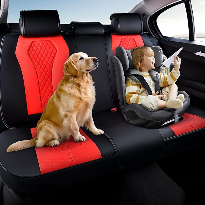 Coverado Car Seat Covers, Back Car Seat Cover, 3-Pieces Leather Seat Cover, Luxury Car Seat Cushion, Luxury Seat Cover Seat Protector Universal Most Cars Trucks SUV