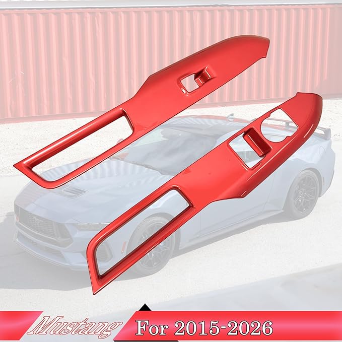 MUXEE Armrest Window Switch Panel Cover，for Ford Mustang 2015-2026，Door Window Control Panel Cover Car Sport Interior Accessories - Wine Red