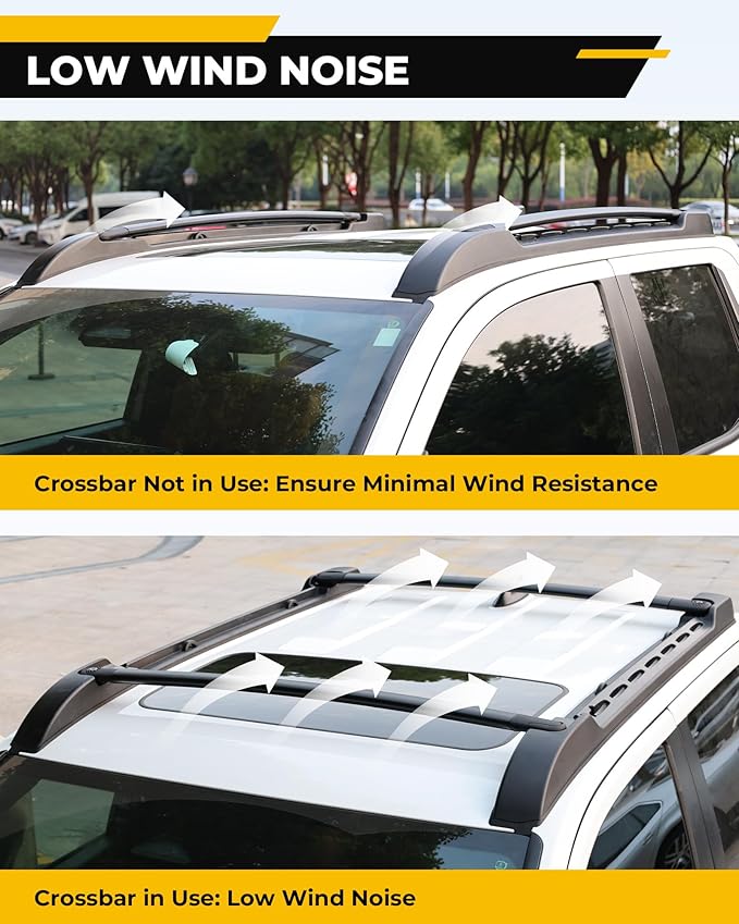 Roof Rack Rails Cross Bars Fit for 2024-2026 Toyota Tacoma Double Cab Aluminum Cargo Bars Cargo Rack Crossbars Luggage Carrier, for Loading Kayak Snowboard Bike Rooftop Accessories