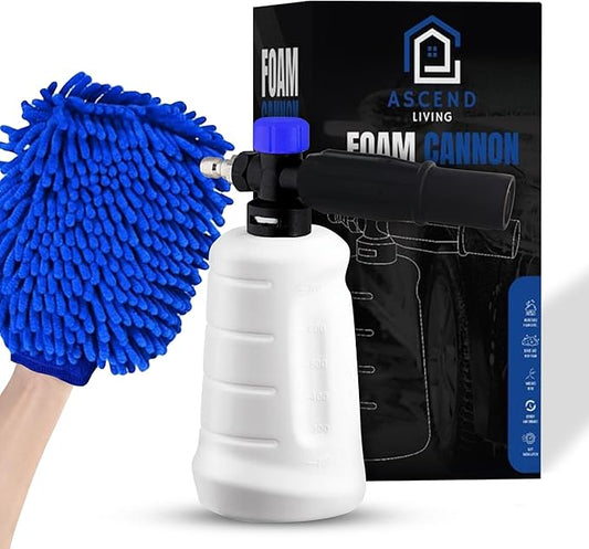 Adjustable Pressure Washer Gun, Snow Foam Gun 3000 PSI Cannon Foam Blaster, 1/4" Quick Connector, 5 Nozzle Tips, 1L Car Wash Foam Cannon