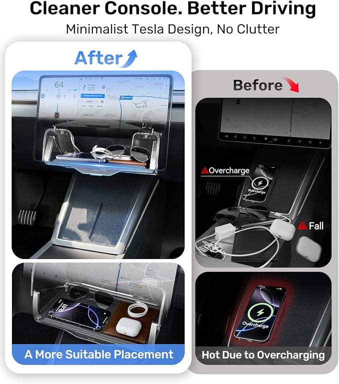 Zanch (Upgraded) Tesla Model 3 Under Screen Storage Box [Hidden Design, Factory-Fit], Adds Extra Storage & Keeps Items Hidden for Privacy, Model 3 (2020–2025) / Highland (2025–2026) Accessories
