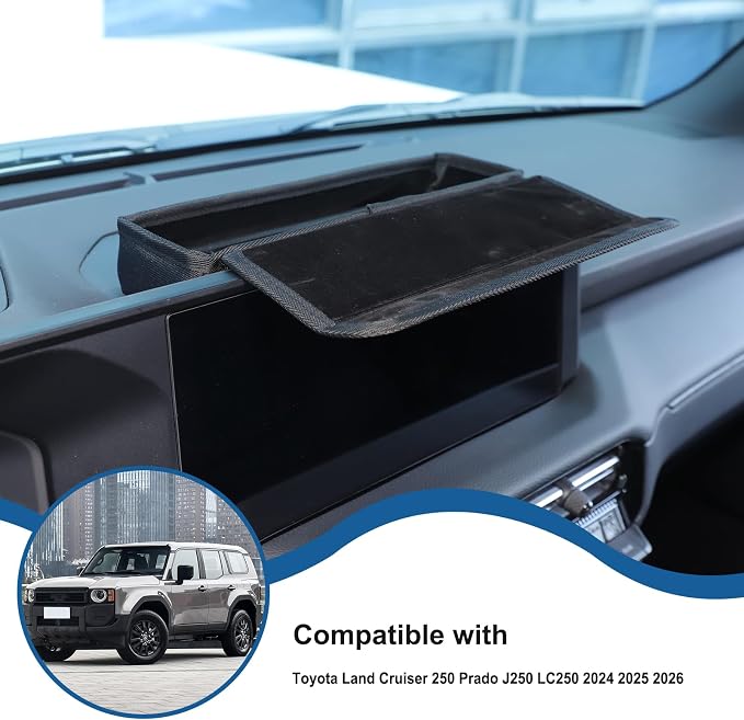 Navigation Screen Rear Storage Box Compatible with Toyota Land Cruiser 250 Prado J250 LC250 2024 2025 2026 Accessories Center Console Dash Storage Bag Organizer