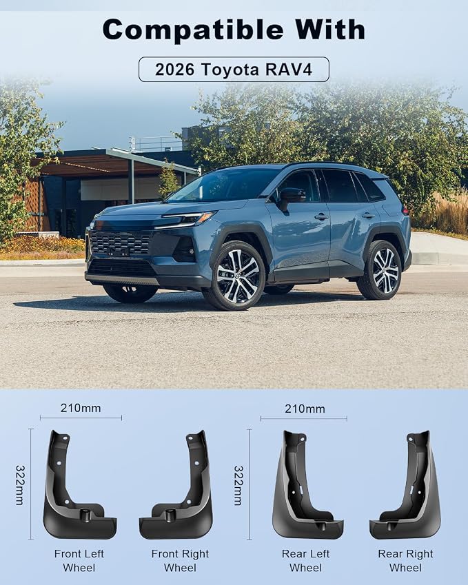 BIXUAN 2026 RAV 4 Door Splash Guards for 2026 Toyota RAV 4 (6th Gen), TPE Interior Door Panel Protector & Organizer, Waterproof & Anti-Rattle Door Pocket Liner, Custom Fit 2026 RAV 4 Accessories