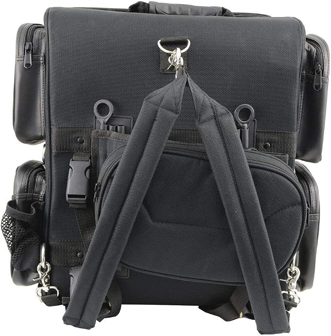 Milwaukee Leather MP8185 Large Black '4 Pocket' PVC Motorcycle Travel Sissy Bar Bag - Large