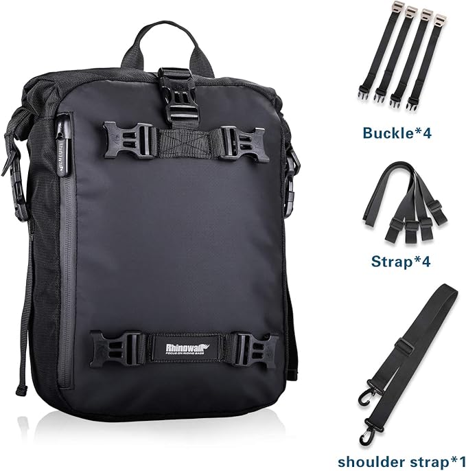 Waterproof Motorcycle Tail Bag 10L Motorbike Rear Rack Storage Bag Saddle Pannier for Touring Adventure Commuting Black