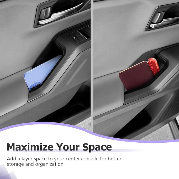 LUWU 2026 RAV 4 Car Door Side Organizer Compatible with 2026 RAV 4 Accessories Car Door Storage Box Insert Tray Center Console Organizer Armrest Storage Box TPE Material 4-Pack