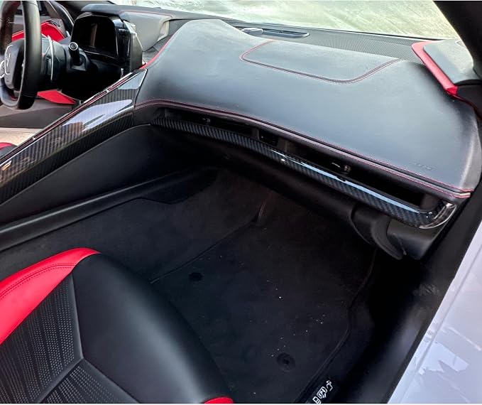 Compatible with Corvette C8 Carbon Fiber Interior Trim Kit Covers Accessories (Real Carbon Fiber) (3 Piece Kit) fits 2020 2021 2022 2023 2024 2025