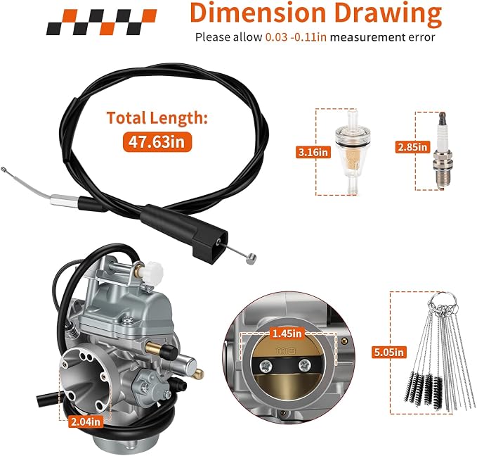 Carburetor Assembly W/Cable For Suzuki Ozark 250 LT-F250 2002-2007 (Only MODEL K7/K8) 13110-05G01