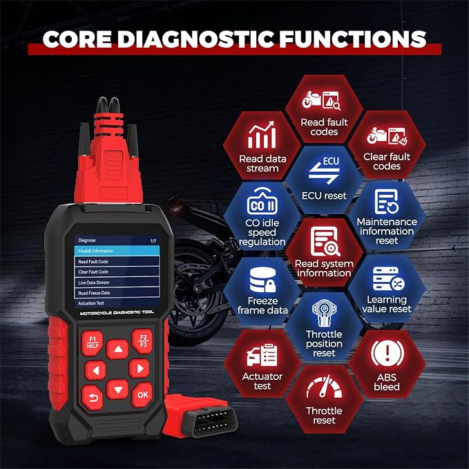 M4 Motorcycle Diagnostic Tool for Harley-Davidson 4P/6P, Read/Clear Codes & Live Data, ECU & Service Reset, Throttle Reset & ABS Bleed, with OBD2 16P, for Dyna Softail Sportster Touring
