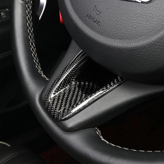 Compatible with Genesis G70 2019-2025 Accessories, Real Carbon Fiber Car Steering Wheel Lower Trim Cover - Lightweight, Scratch-Resistant, Quick DIY Fit, Luxury Interior Upgrade Accessory (Black)