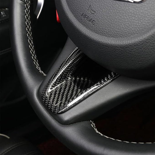 Compatible with Genesis G70 2019-2025 Accessories, Real Carbon Fiber Car Steering Wheel Lower Trim Cover - Lightweight, Scratch-Resistant, Quick DIY Fit, Luxury Interior Upgrade Accessory (Black)