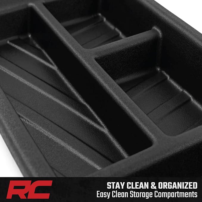 Rough Country Center Console Organizer Tray for Tesla Cybertruck (2024–2025) - Custom-Fit TPR Storage Insert, Raised-Edge Spill Protection