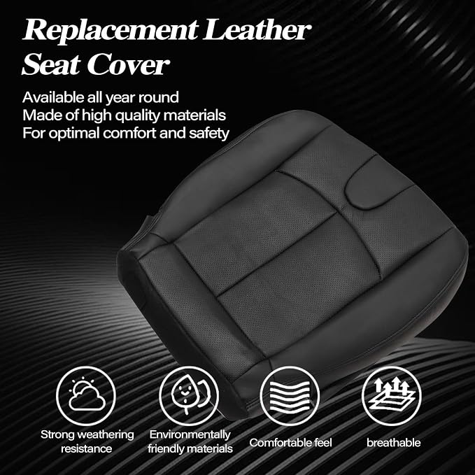 SecosAutoparts Front Perforated Leather Driver and Passenger Side Bottom Seat Cover Black Compatible with Infiniti G37 2008 2009 2010 2011 2012 2013