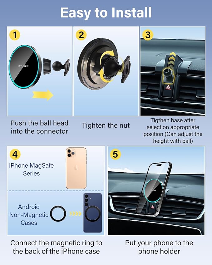 Phone Holder for Toyota Corolla 2020-2025/Corolla Cross Hybrid Hatchback 2022-2025 Accessories Car Magnetic Phone Mount Compatible with MagSafe, Strong Magnets Fast Wireless Charger Cell Phone Base
