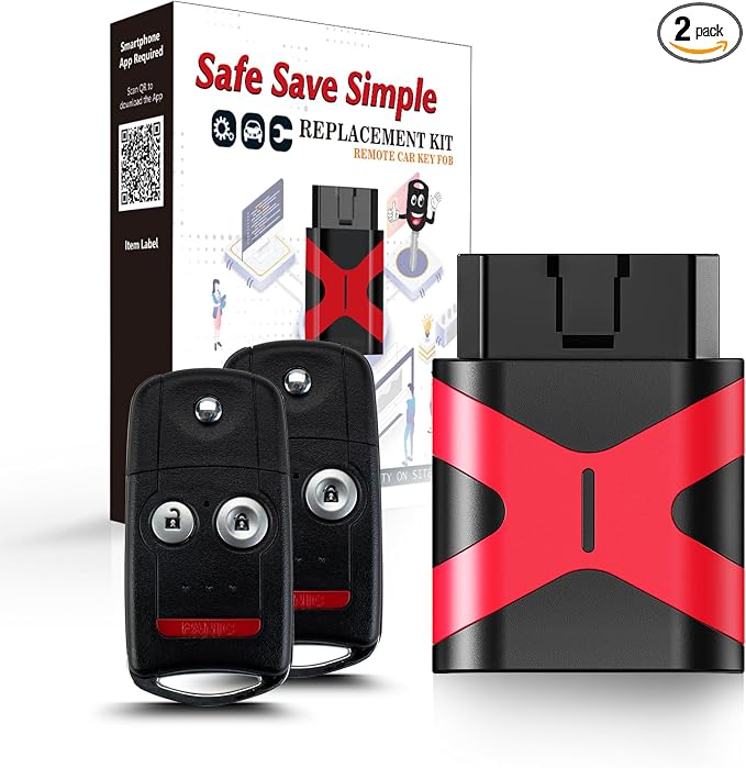 2 Programmable Keyfob Scanner Tool, Replacement Car Keys Fob and DIY Programmer Kit for 2007-2013 RDX MDX Flip Remote Key N5F0602A1A