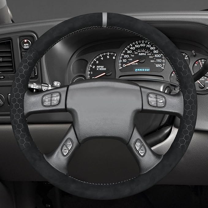 MEWANT Steering Wheel Cover for Chevy Silverado 1500/2500/3500 2003-2006 / Silverado 1500 2500HD 3500 Classic 2007 / Trailblazer 2002-2009 Hand-Stitched Steering Wheel Wrap