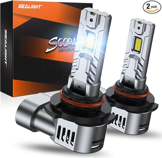 SEALIGHT 9006/HB4 LED Bulbs, 50,000LM 900% Super Bright 6500K Cool White, 1:1 Mini Size Wireless Fog Light Bulbs with Copper Tube Cooling, CANBUS Ready Plug-N-Play, Pack of 2