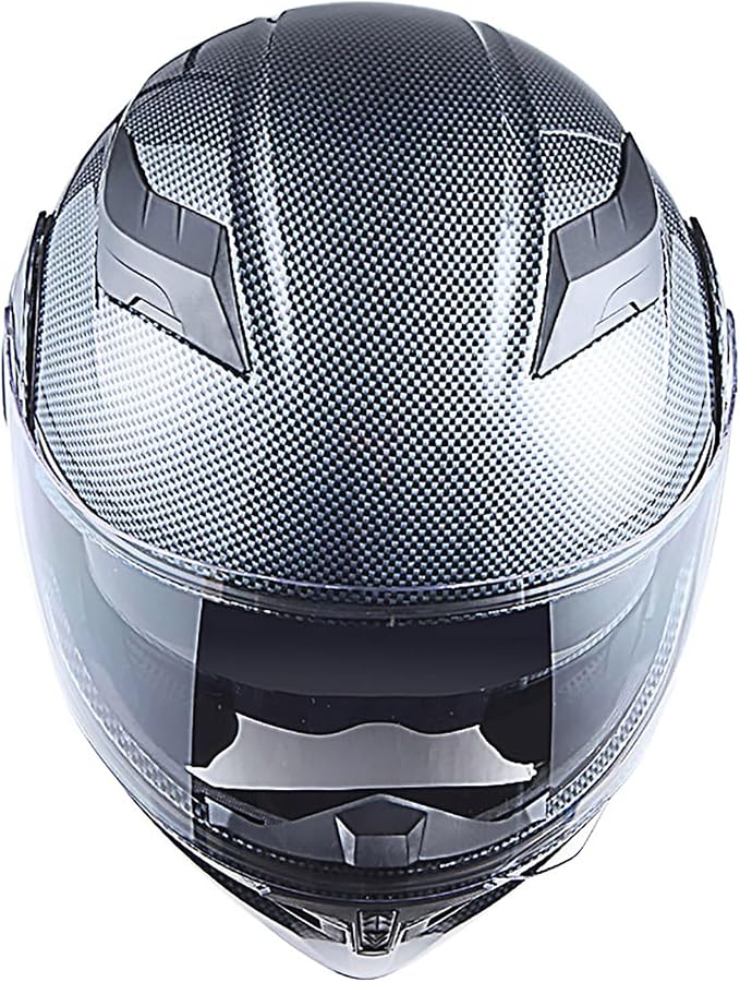 1Storm Motorcycle Modular Full Face Helmet Flip up Dual Visor Sun Shield: HB89 Carbon Fiber Black