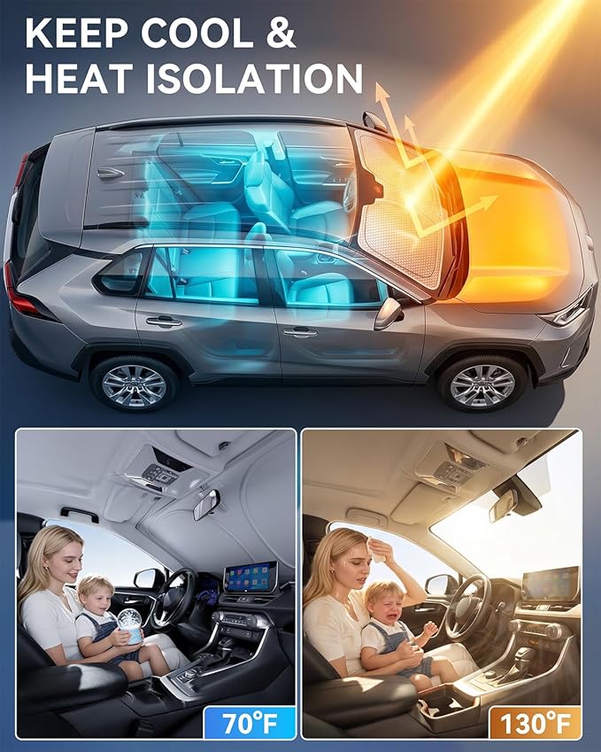 helloleiboo Windshield Sun Shade for Toyota Camry 2018-2026 Graphene Honeycomb Heat Shield with UV Protection Foldable Custom Fit Front Window Sunshade Silver 58" x 28"