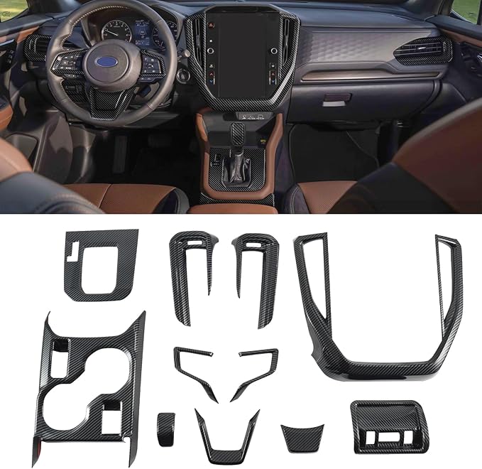 Interior Trim for Subaru Forester 2025 2026 Carbon Fiber Gear Shift Panel with Steering Wheel Trim