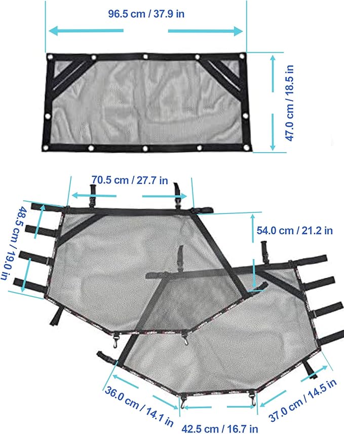 Goldfire Front Rear Window Wind Screen Shade Shield Cover Window Mesh Net Roll Cage Mesh Net Guard FIts for UTV Polaris RZR 570 800 1000 900 RZR XP Turbo 2015-2019, 2 Seater (Black)