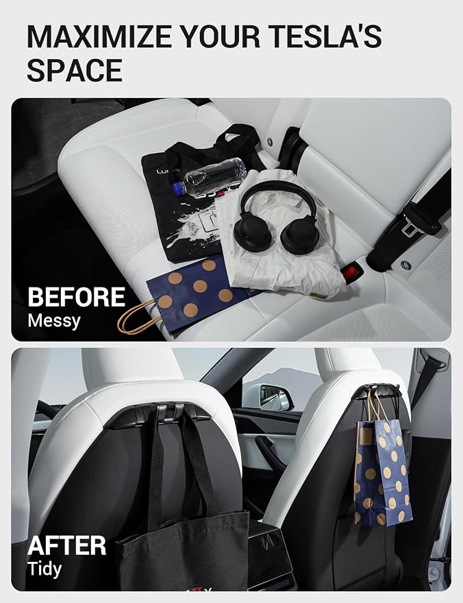 Motrobe Tesla Model Y/3 Center Console Organizer and Tesla Model Y/3/S Seat Hooks