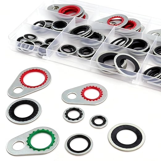 68 PCS AC Compressor Gasket Kit - Compatible with 15-32241 GM Original Equipment, R134a AC Seal Kit Includes Bonded Washers & A/C Line Seals for Automotive Air Conditioner Repair