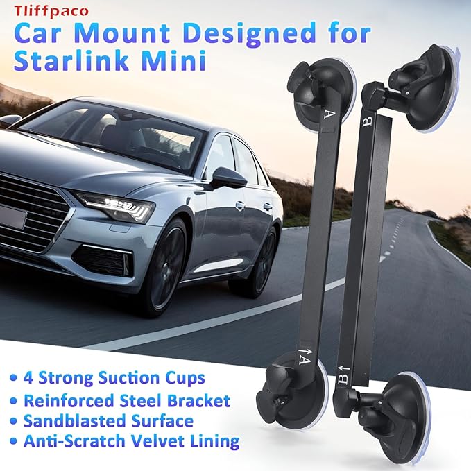 Starlink Mini Car Suction Cup Mount, Strong Adsorption for Car Windows & Sunroofs, Stable Mounting Kit Ensures Reliable Satellite Signal During Vehicle/Boat Travel, Perfect for Road Trips