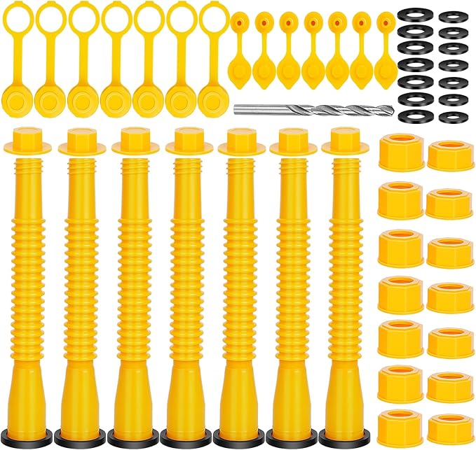 Godboy (7 Kit-Yellow Gas Can Spout Replacement, Gas Can Nozzle, Flexible Pour Nozzle Suitable for Most 1/2/5/10 Gal Oil Cans, Fuel Can Spout Replacement