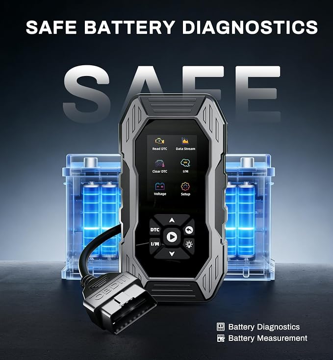 Jump Starter with OBD2 Scanner 5000A Peak, 12V Portable Car Battery Jumper Starter for All Gas and 10L Diesel Engines, Force Start 0V Dead Battery, Code Reader & Scan Diagnostic Tool with Jumper Cable