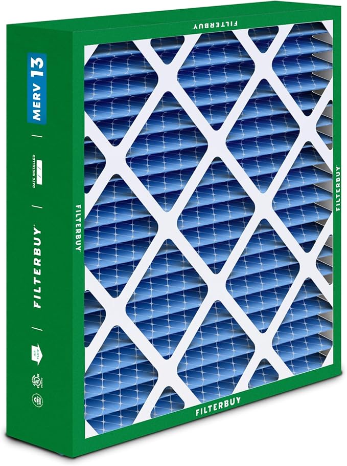 Filterbuy 20x21x5 Air Filter MERV 13 Optimal Smoke & Allergy Defense (1-Pack), Electrostatic Pleated HVAC AC Furnace Filters Replacement for Lennox and Electro-Air (Actual Size: 19.88 x 20.50 x 4.38)