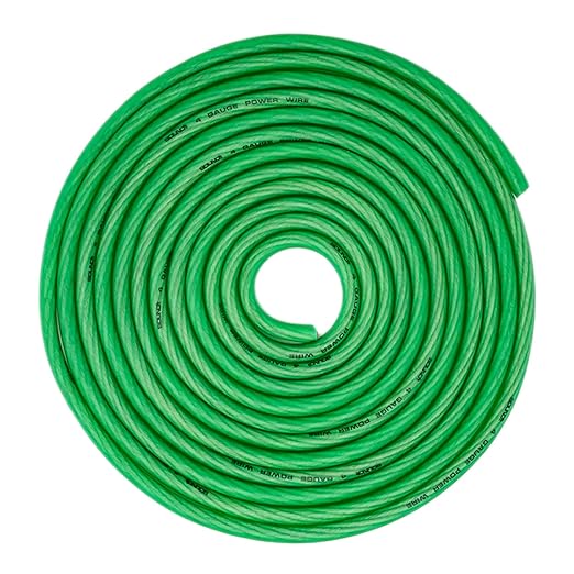 SoundBox 4 Gauge Amplifier Wiring Complete Kit, Extra Long 20 Foot Power & RCA Cables - Green