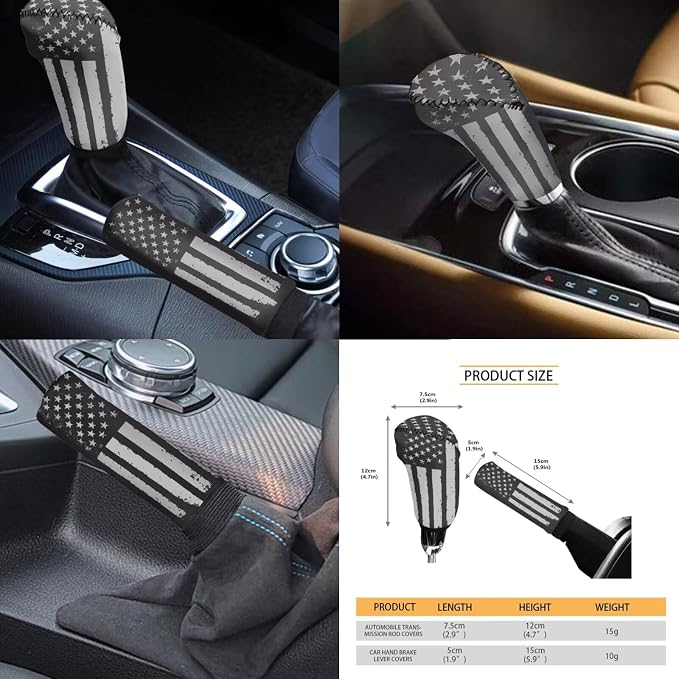 KEIAHUAN Patriotic American Flag Print Car Seat Covers with Steering Wheel, Gear Shift, Handbrake, Cup Holder, and Headrest Covers Auto Accessories Set Fit Most Van Sedan Truck SUV