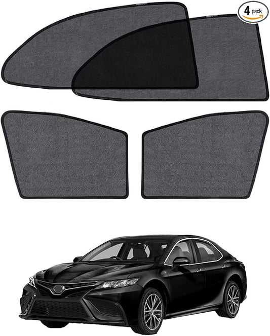 Car Window Shade for Toyota Camry 2018-2024, 4 Pack Magnetic Mesh Sun Shades for Front & Rear Windows, UV Glare Protection & Baby Car Shade for Napping