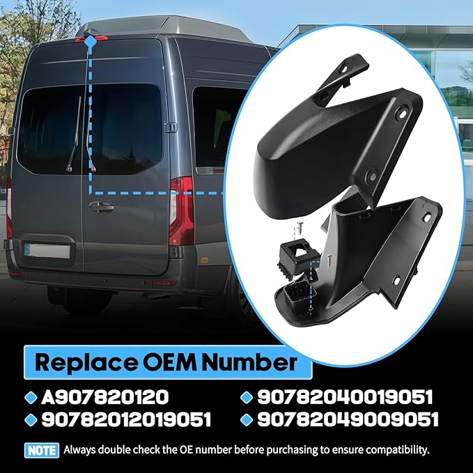 A907820120 Rear Roof Camera Housing for Mercedes-Benz Sprinter 1500 2500 3500 (2019-2023 W907 W910 Chassis), Frosted Rear View Camera Cover Shell, Replaces 907-820-40-01 Not for Older W906