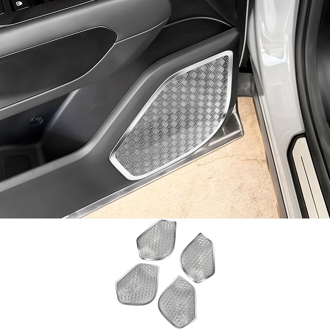 Stainless Steel Car Door Speaker Cover Car Interior Chrome Car Door Speaker Decor Cover Set Compatible with Kia Telluride 2027 Accessories (Silver)