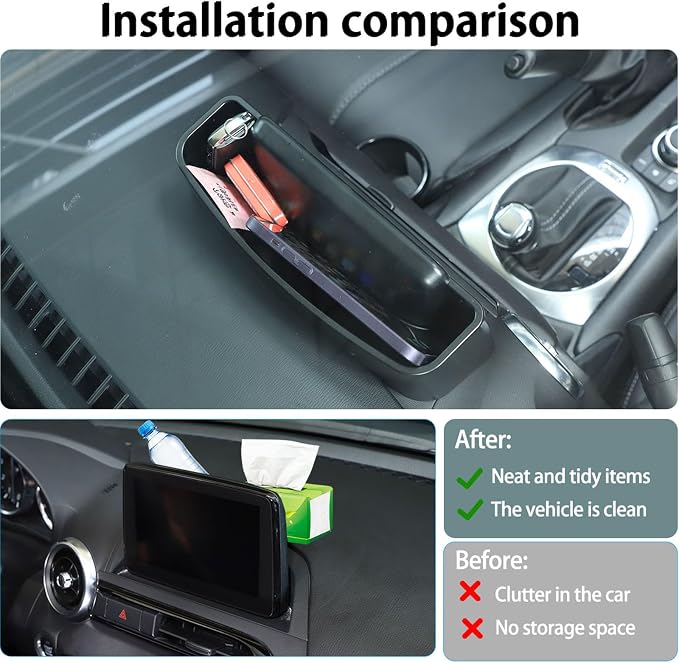Car Center Console Navigation Screen Rear Storage Box,Phone Storage Organizer Tray,Fit for Mazda MX-5 ND Fiat Abarth 124 2016-2021 2022 2023 LHD,Center Console Navigation Rear Organizer