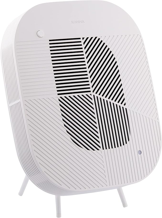 KOMMA Lov Air Purifier for Bedroom, 3.1 inch Slim Wall mount & Stylish Standing type, Hepa Filter Air Cleaner, Remove Fine Dust, Smoke. (CreamWhite with Cradle)