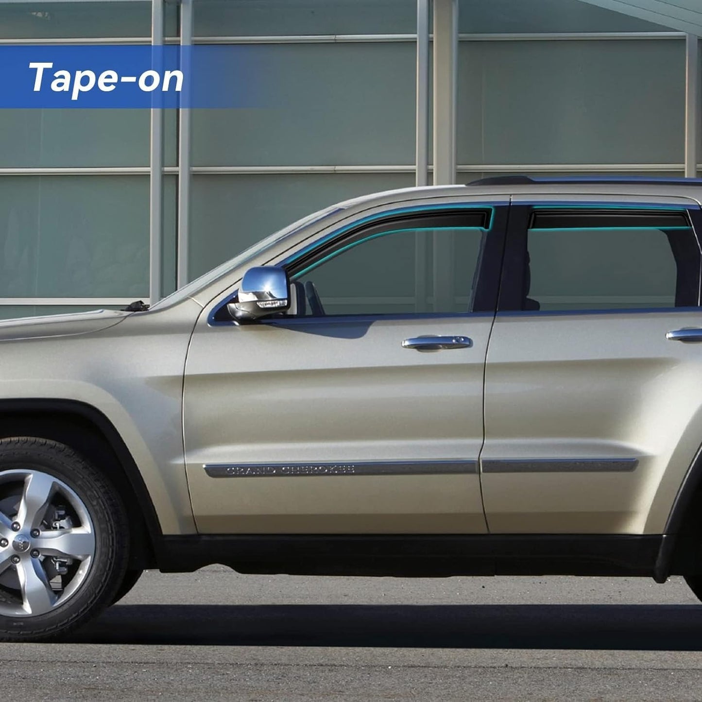 Window Visors Rain Guards Shield for 2011-2021 Jeep Grand Cherokee, Out-Channel Window Vent Wind Deflectors Visors Shades for 11-21 Grand Cherokee (Not for Grand Cherokee L)