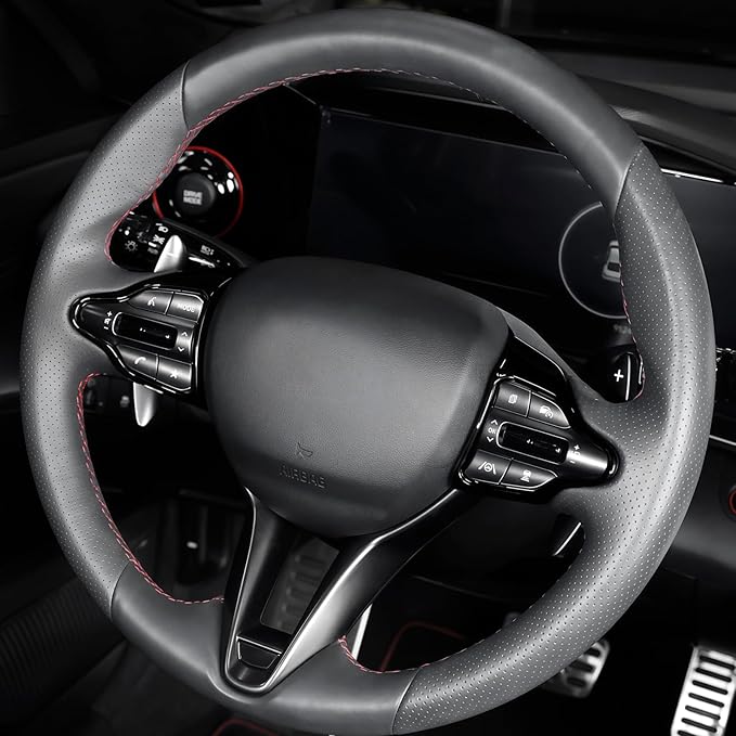 Steering Wheel Trim Control Button Cover Compatible with Hyundai Veloster JS N line 2019-2022 Hyundai Kona N Hyundai Elantra CN7 N Hyundai i30 2017-2022 Accessories (Black Style)