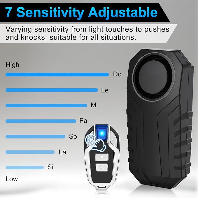 USUPERINK Bicycle Alarm and Remote, Bicycle Alarm System Anti Theft, Wireless Scooter Alarm System, Moped Alarm 113db Super Loud IP65 Waterproof SOS Emergency Function with Different Remote Control