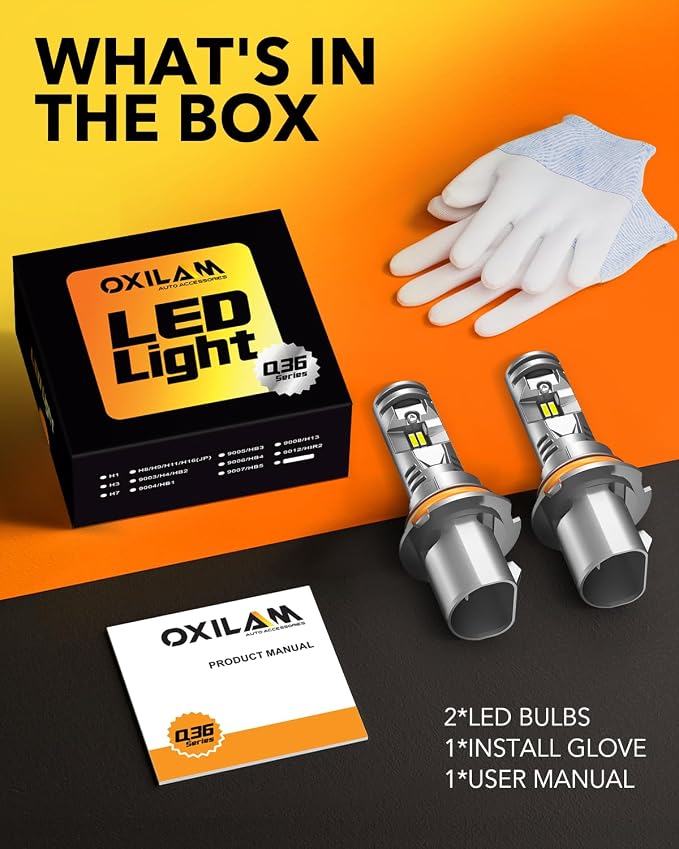 OXILAM 9007 LED Bulbs, 10X Ultra-Brighter Than Halogen, 1:1 Halogen Size 9007 Fog Lights, Wireless Plug and Play, 20 Years Lifespan, No Flicker, 99% Compatibility, Pack of 2