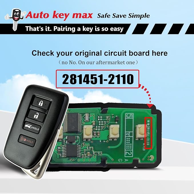 Programmable Keyfob, Replacement Car Keys Fob and DIY Programmer Kit for NX300 NX200T LX570 Smart Remote HYQ14FBB 231451-0010