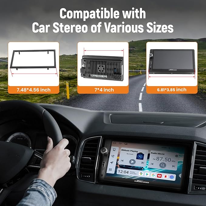 maXpeedingrods 7” Double Din Car Stereo with Apple CarPlay & Android Auto, with Android 13 System and in-Dash GPS Navigation with Type C Charging 2G+32G ROM